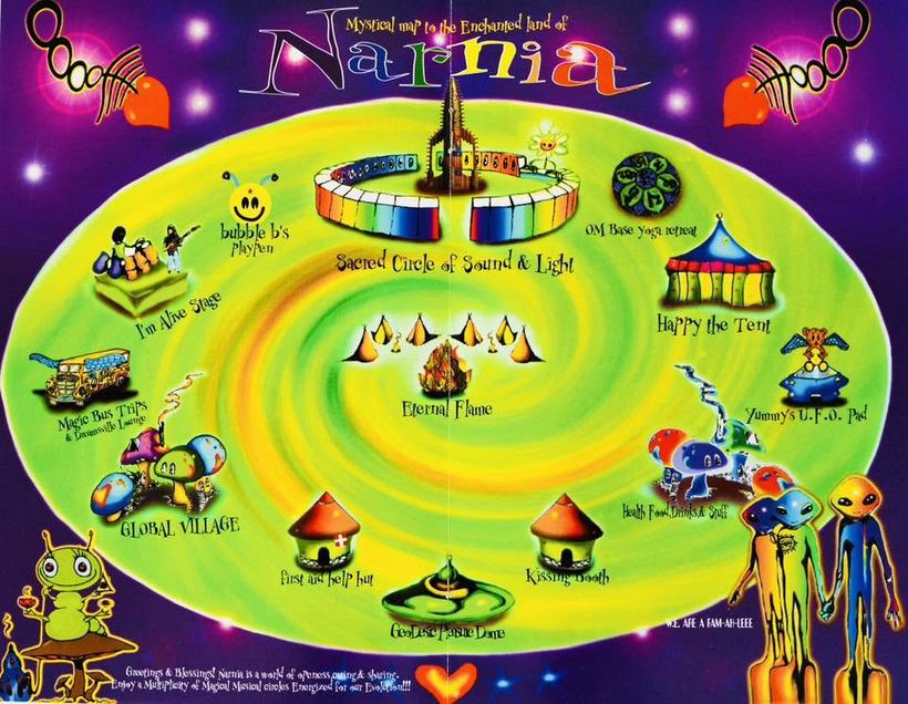 Illustrated map of the enchanted land of Narnia showing the Sacred Circle of Sound and Light